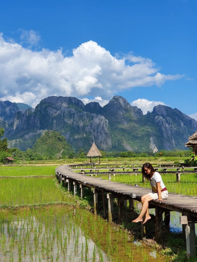 Vang Vieng, campos de arroz